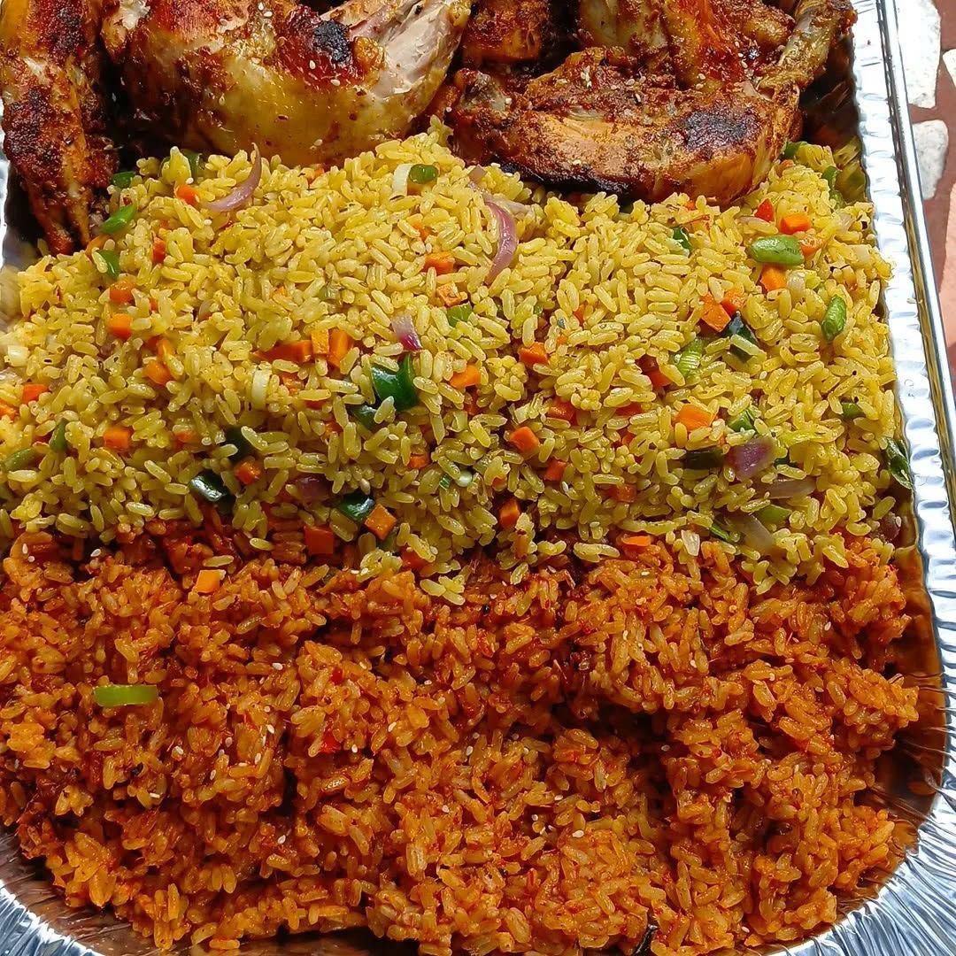 Jollof Rice and Fried Rice combination
