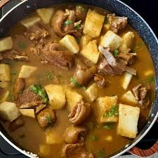 Goat meat pepper soup and yam