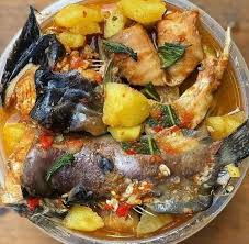 Catfish pepper soup and yam