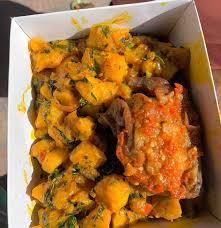 Plantain porridge and Chicken