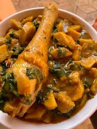 Plantain porridge and Chicken