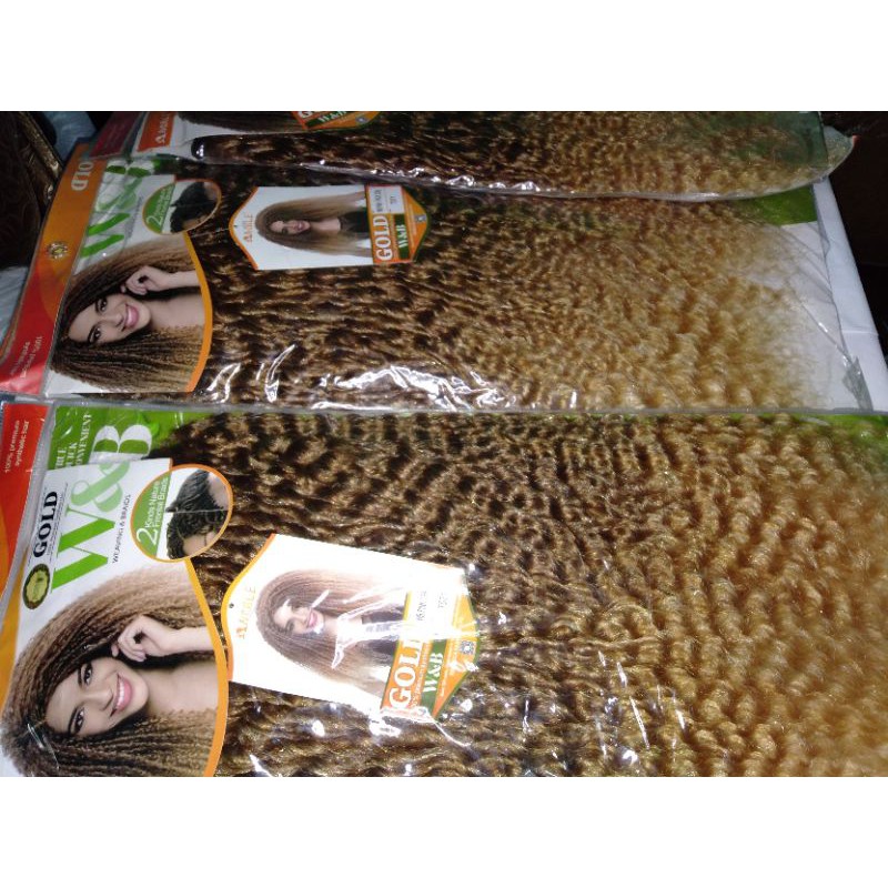24" inches  Gold Curly Weavon Weft hair high temperature fiber hair Extensions
