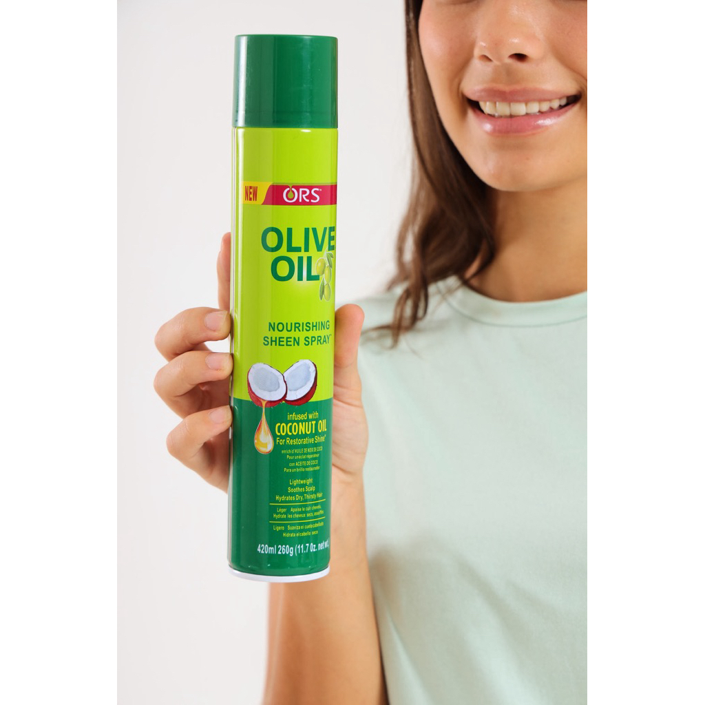 ors olive oil nourishing sheen spray infused with coconut oil